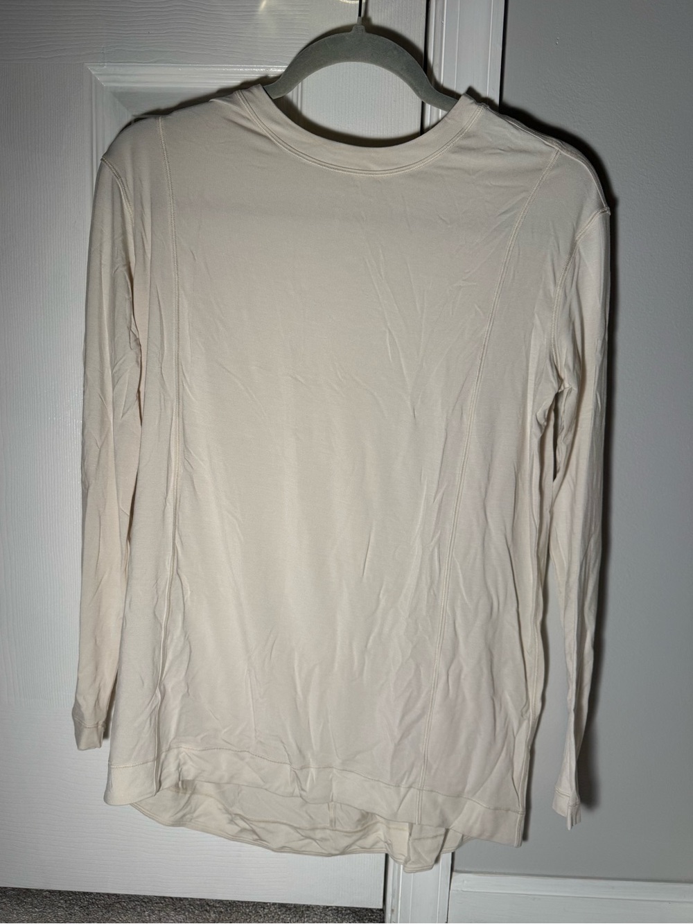Cream Long Sleeve Basic Tee